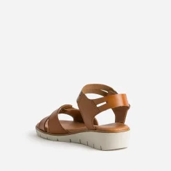 FRANCE ARNO Sandales^Sandale et effet python cuir COGNAC