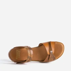 FRANCE ARNO Sandales^Sandale et effet python cuir COGNAC