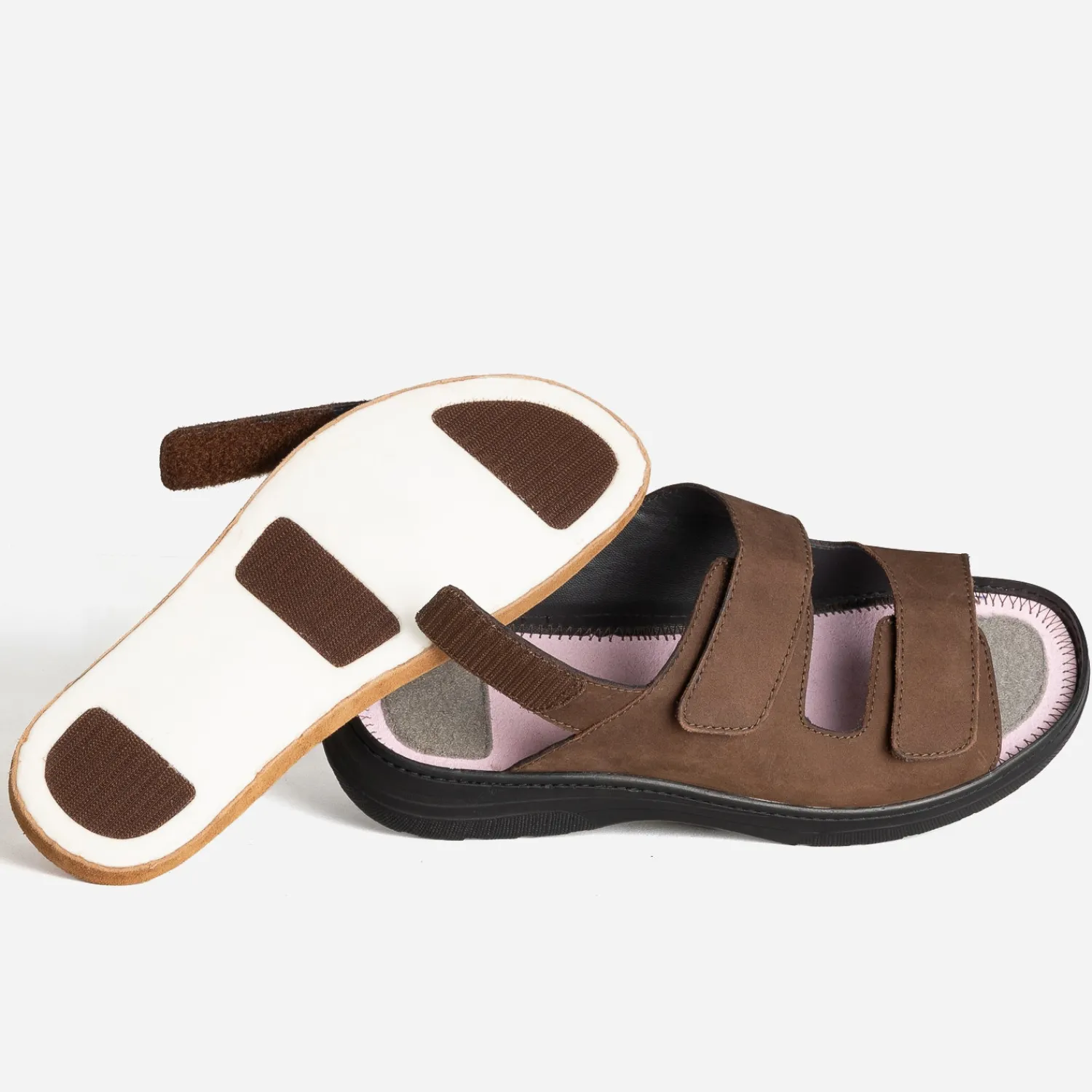 FRANCE ARNO Nu-Pieds/Sandales^Sandale cuir à scratchs MARRON