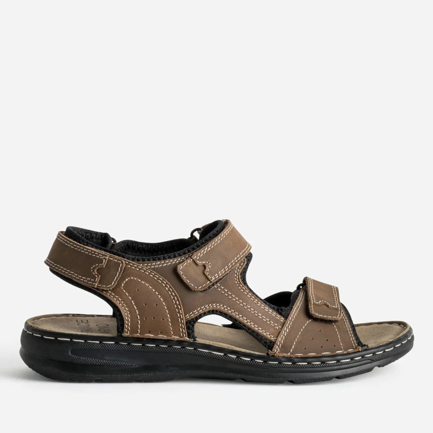 FRANCE ARNO Nu-Pieds/Sandales^Sandale marron cuir à scratchs COGNAC