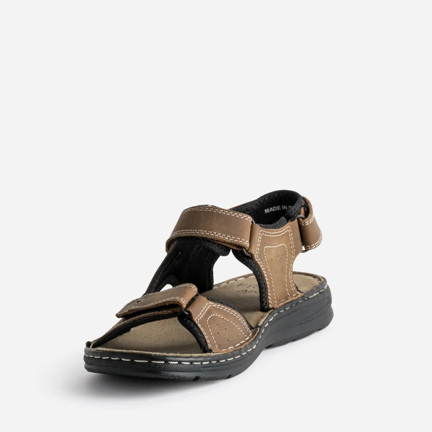 FRANCE ARNO Nu-Pieds/Sandales^Sandale marron cuir à scratchs COGNAC