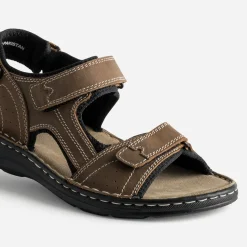 FRANCE ARNO Nu-Pieds/Sandales^Sandale marron cuir à scratchs COGNAC