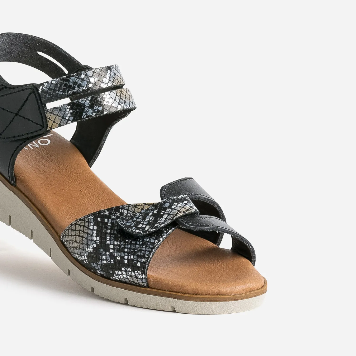 FRANCE ARNO Sandales^Sandale e cuir effet python NOIR