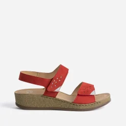 FRANCE ARNO Sandales^Sandale cuir nubuck ROUGE