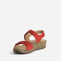 FRANCE ARNO Sandales^Sandale cuir nubuck ROUGE