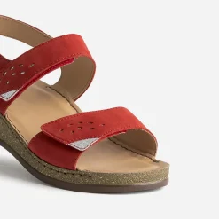 FRANCE ARNO Sandales^Sandale cuir nubuck ROUGE
