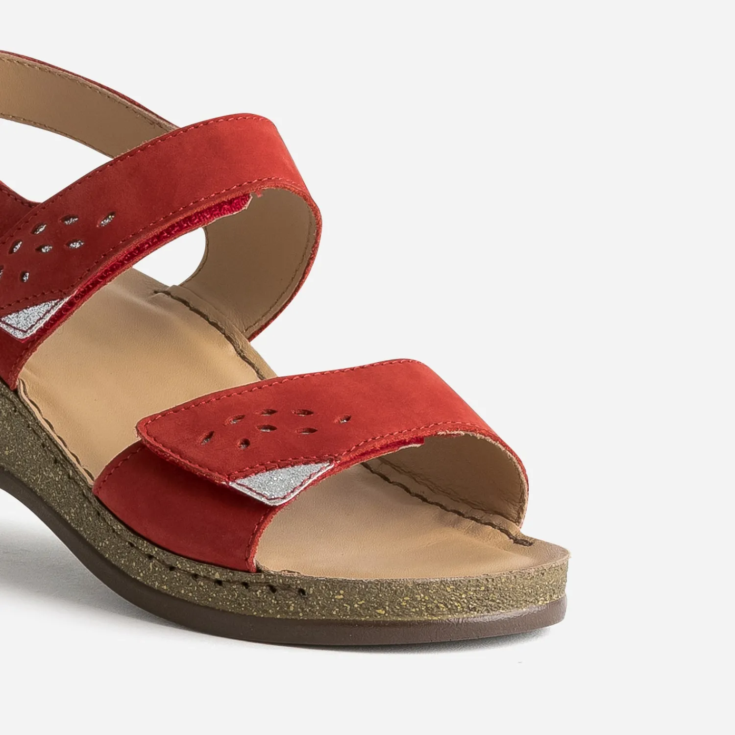 FRANCE ARNO Sandales^Sandale cuir nubuck ROUGE