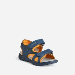 GEOX Sandales^Sandale , noire, orange à scratchs MARINE