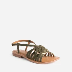 Eram Sandales^Sandale cuir velours avec anneau KAKI