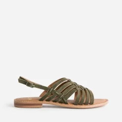 Eram Sandales^Sandale en cuir velours tressé KAKI