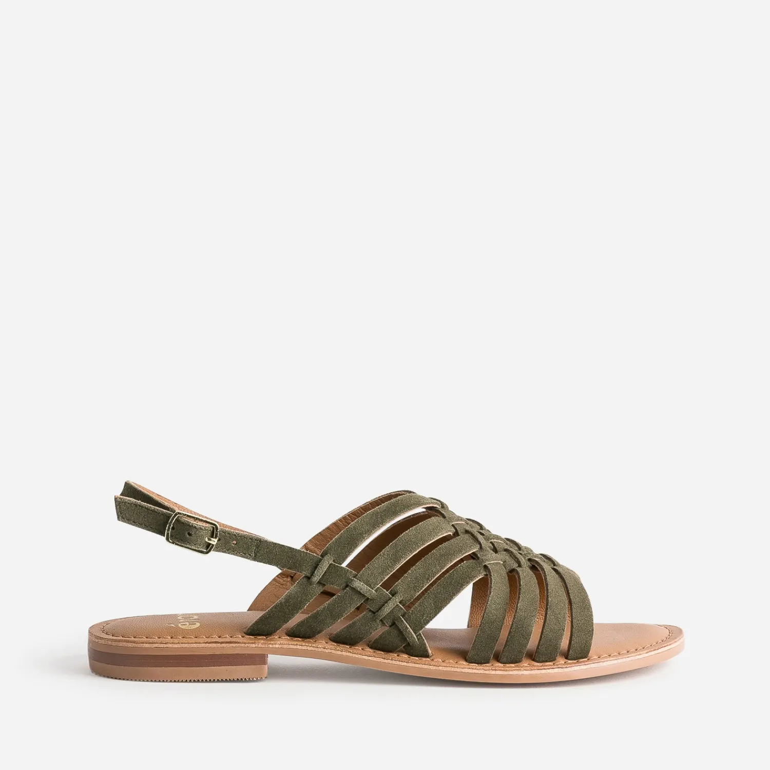 Eram Sandales^Sandale en cuir velours tressé KAKI