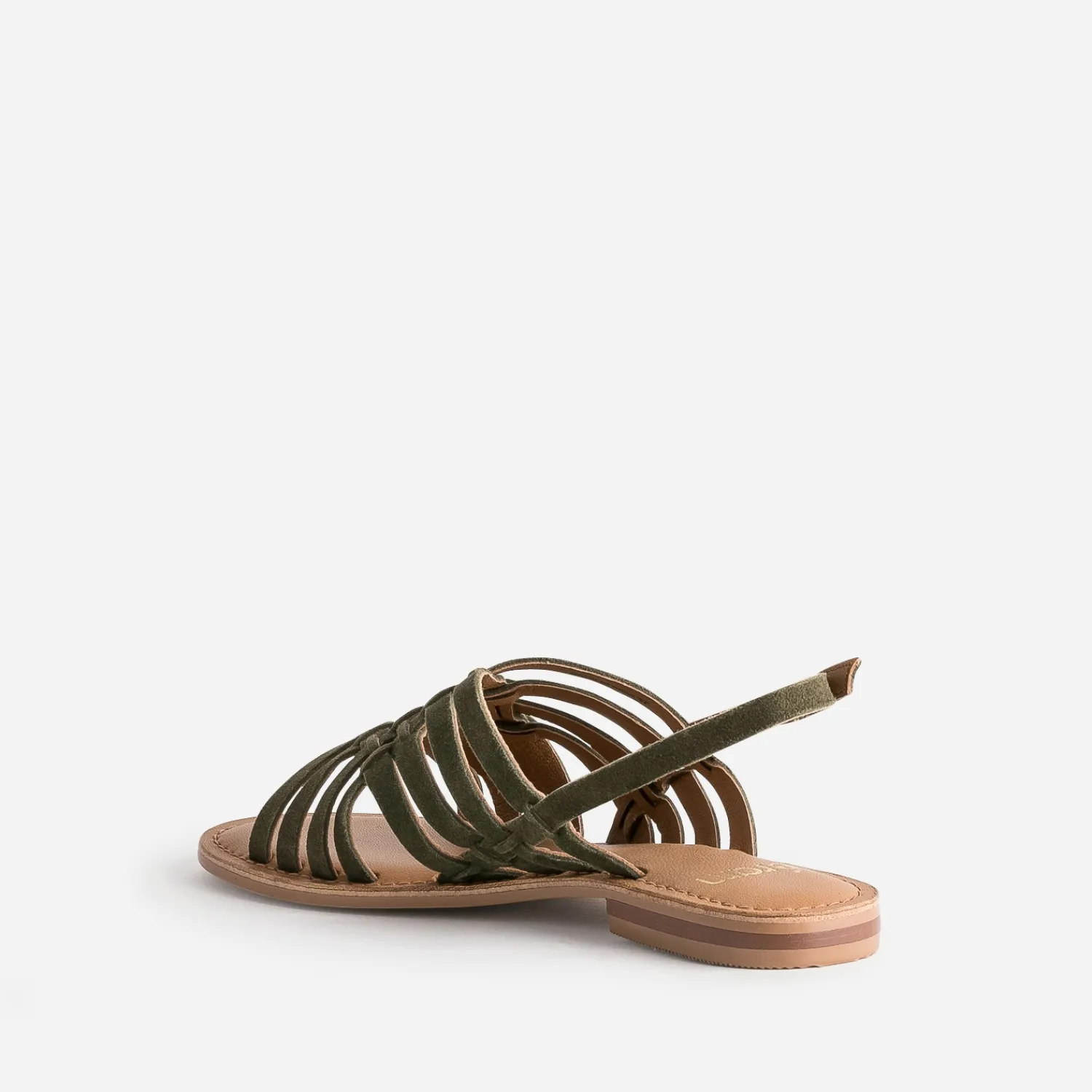 Eram Sandales^Sandale en cuir velours tressé KAKI