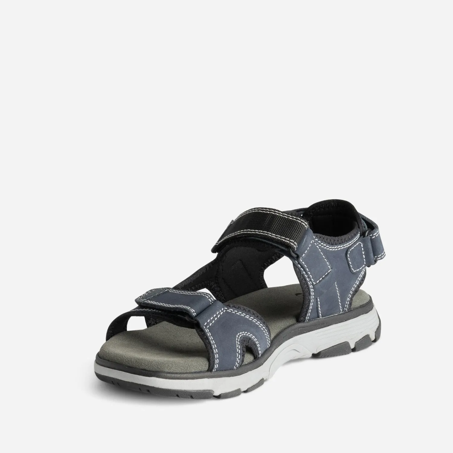 Eram Nu-Pieds/Sandales^Sandale marine cuir à scratchs BLEU