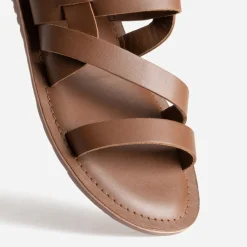 Eram Nu-Pieds/Sandales^Sandale marron cuir éco-conçu COGNAC
