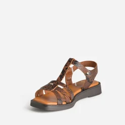 Eram Sandales^Sandale marron cuir effet python IMPRIME