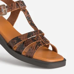 Eram Sandales^Sandale marron cuir effet python IMPRIME