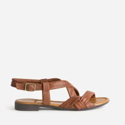 Eram Sandales^Sandale marron en cuir souple COGNAC