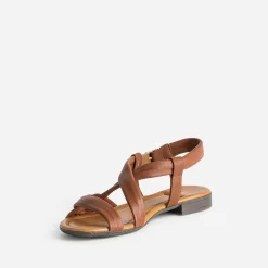 Eram Sandales^Sandale marron en cuir souple COGNAC