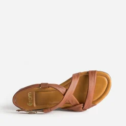 Eram Sandales^Sandale marron en cuir souple COGNAC