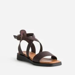 Eram Sandales^Sandale foncé cuir bride tressée éco-conçu MARRON