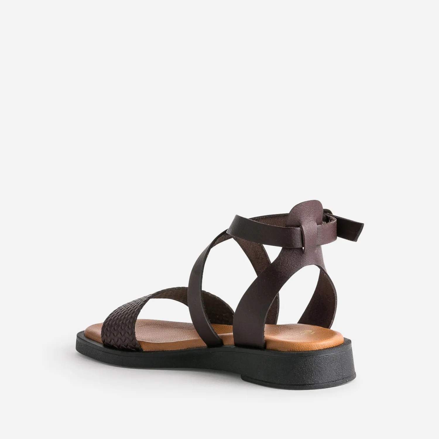 Eram Sandales^Sandale foncé cuir bride tressée éco-conçu MARRON