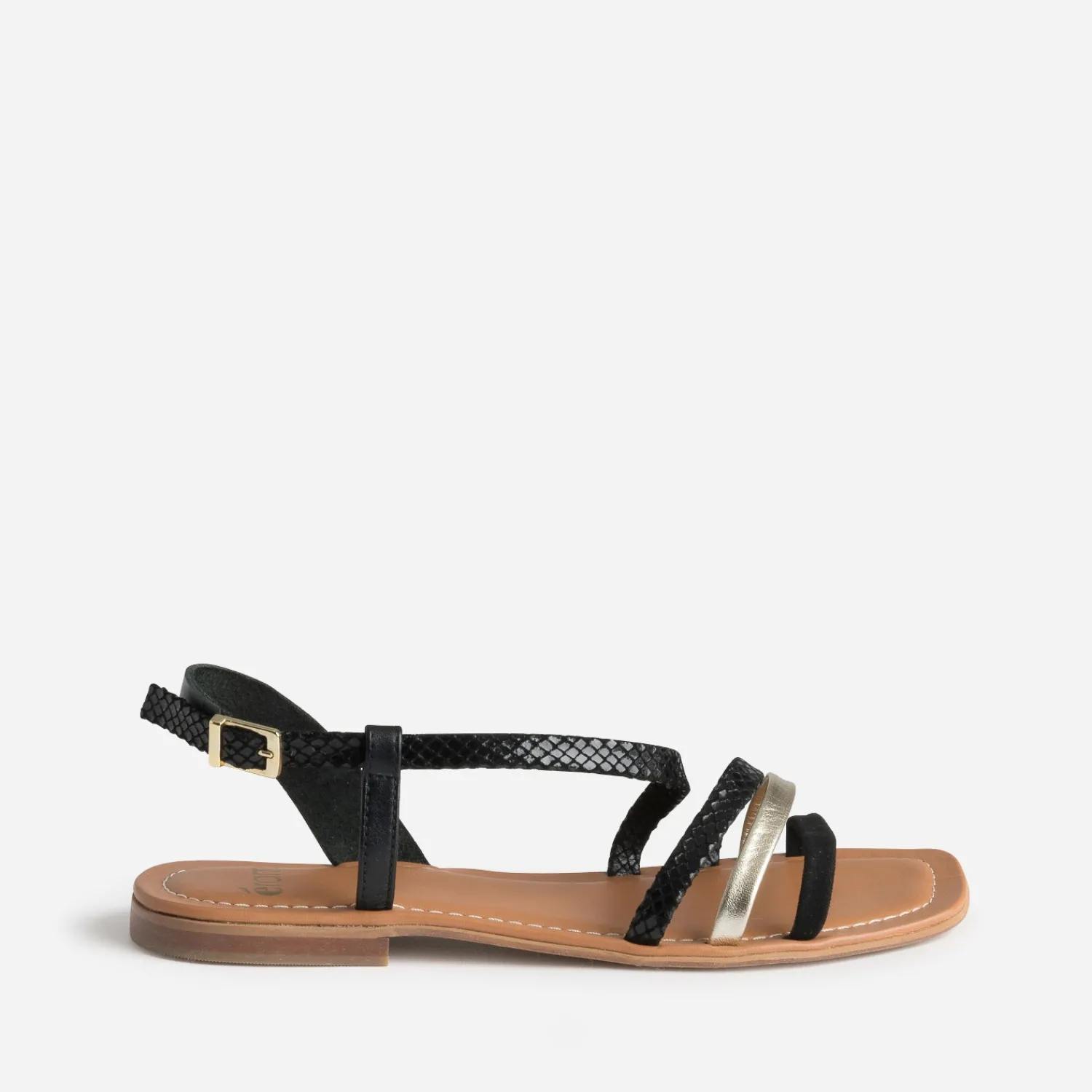 Eram Sandales^Sandale et doré cuir velours NOIR