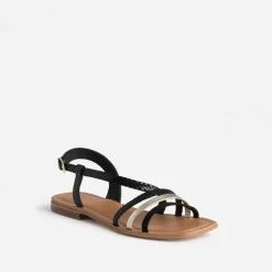 Eram Sandales^Sandale et doré cuir velours NOIR
