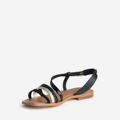 Eram Sandales^Sandale et doré cuir velours NOIR