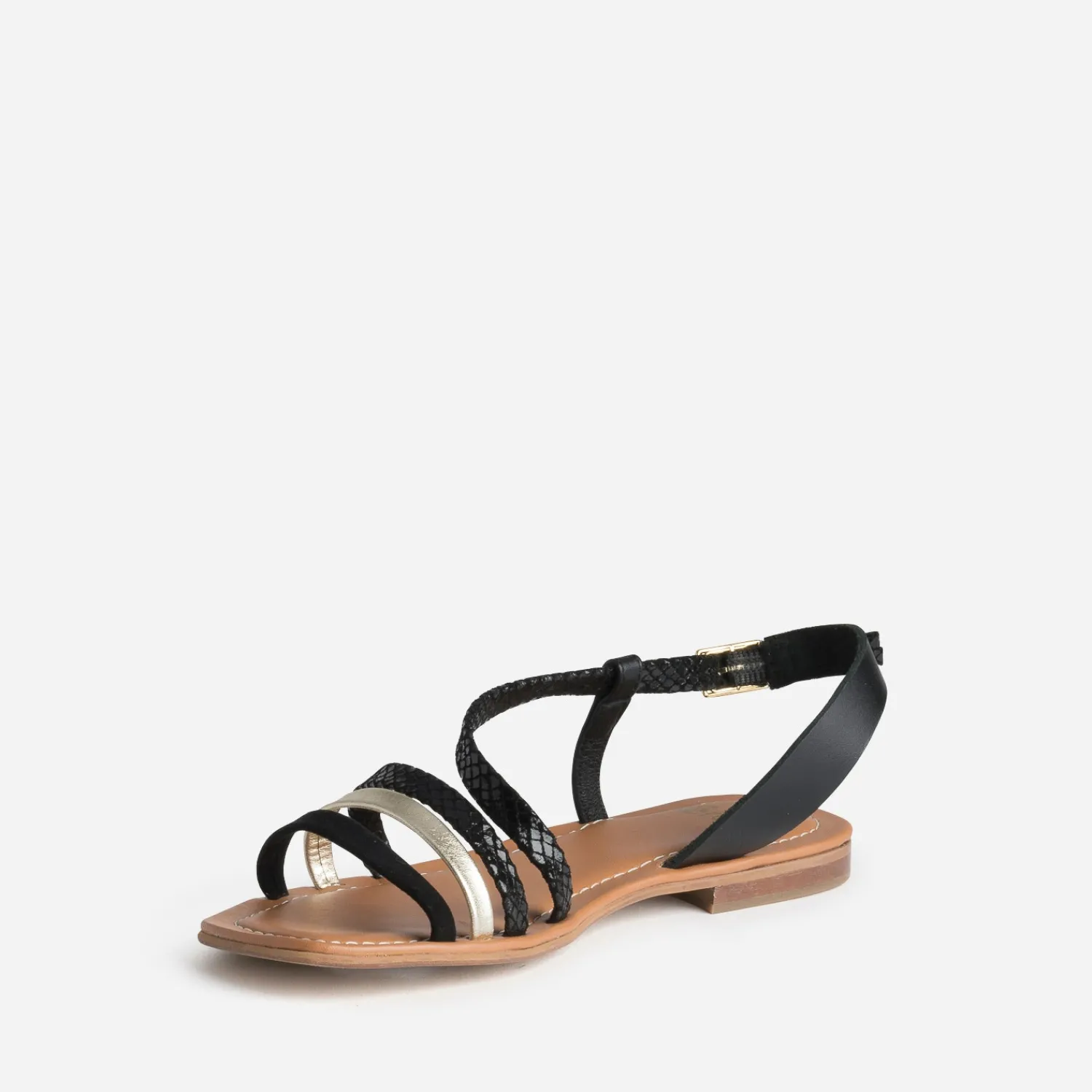 Eram Sandales^Sandale et doré cuir velours NOIR