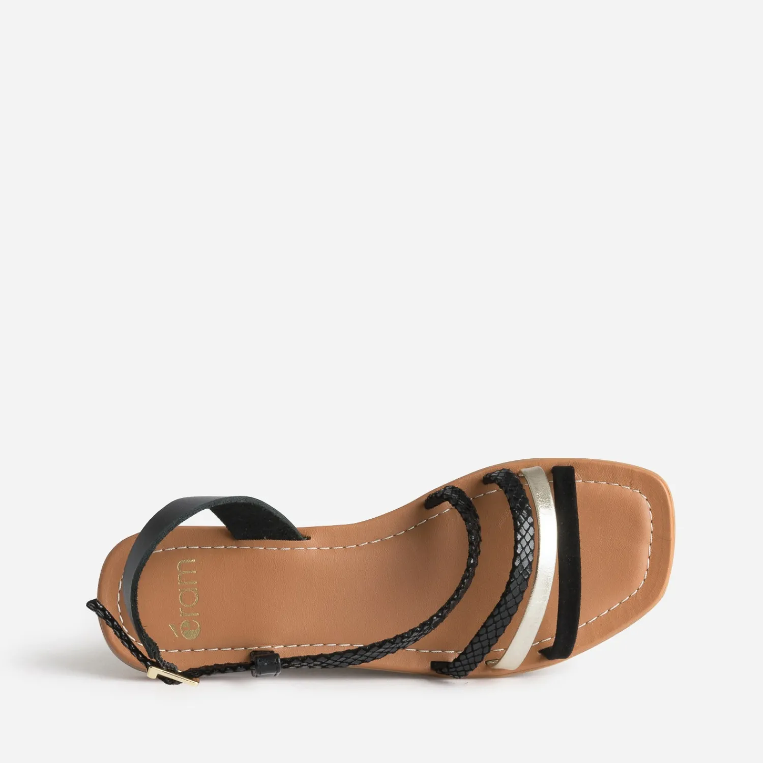 Eram Sandales^Sandale et doré cuir velours NOIR