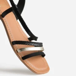 Eram Sandales^Sandale et doré cuir velours NOIR