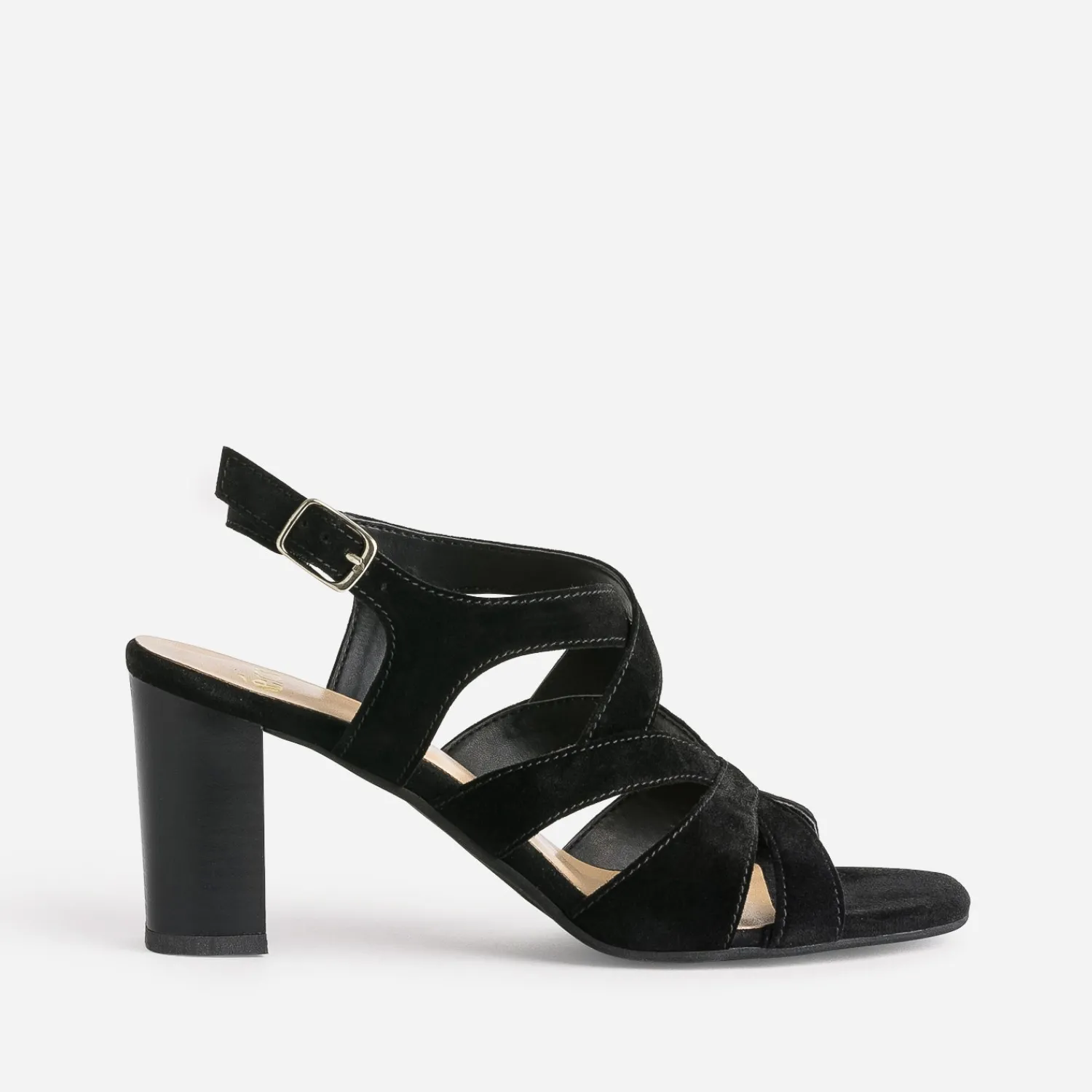Eram Sandales^Sandale e cuir velours à talon NOIR