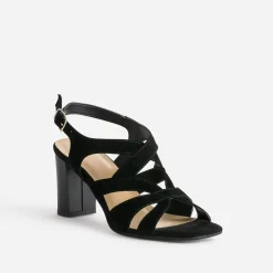 Eram Sandales^Sandale e cuir velours à talon NOIR