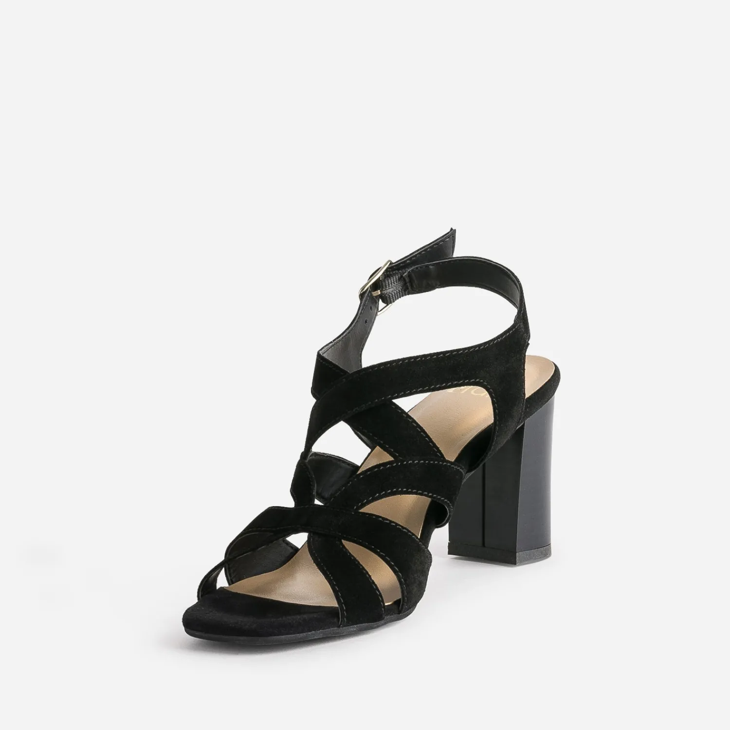Eram Sandales^Sandale e cuir velours à talon NOIR