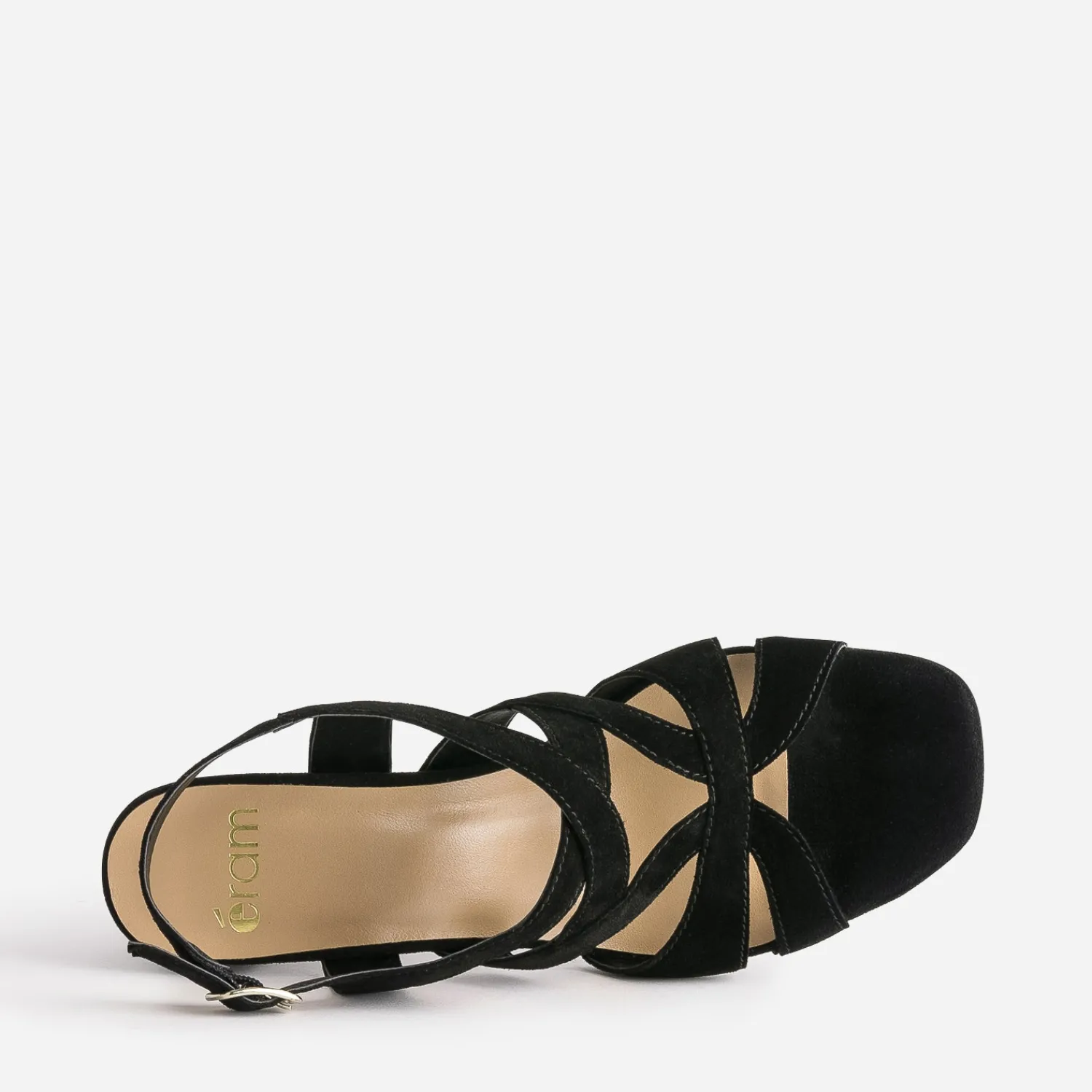 Eram Sandales^Sandale e cuir velours à talon NOIR