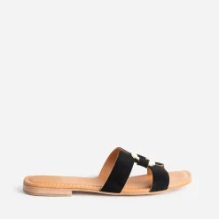 Eram Mules/Tongs|Sandales^Sandale e cuir velours et anneau NOIR