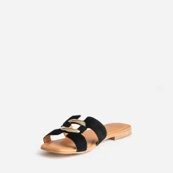 Eram Mules/Tongs|Sandales^Sandale e cuir velours et anneau NOIR