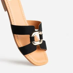 Eram Mules/Tongs|Sandales^Sandale e cuir velours et anneau NOIR