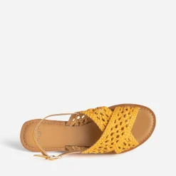 Eram Sandales^Sandale ocre cuir tressé JAUNE