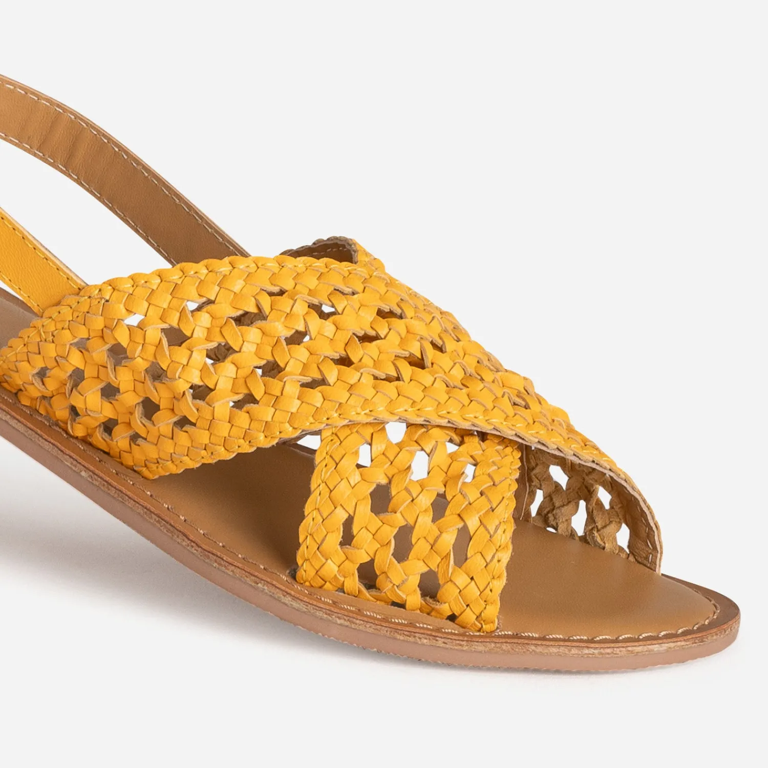 Eram Sandales^Sandale ocre cuir tressé JAUNE
