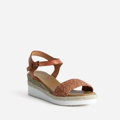 Eram Espadrilles|Sandales^Sandale éco-conçue en cuir avec bride tressée ORANGE