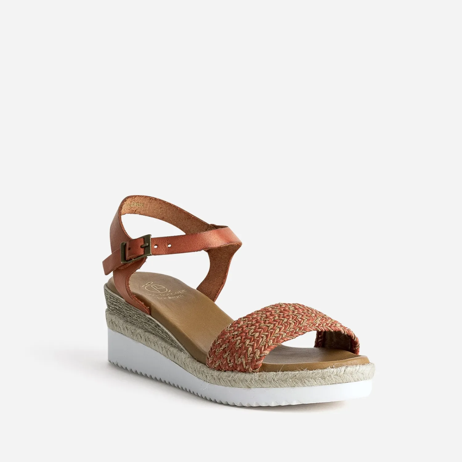 Eram Espadrilles|Sandales^Sandale éco-conçue en cuir avec bride tressée ORANGE