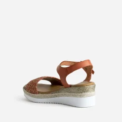 Eram Espadrilles|Sandales^Sandale éco-conçue en cuir avec bride tressée ORANGE