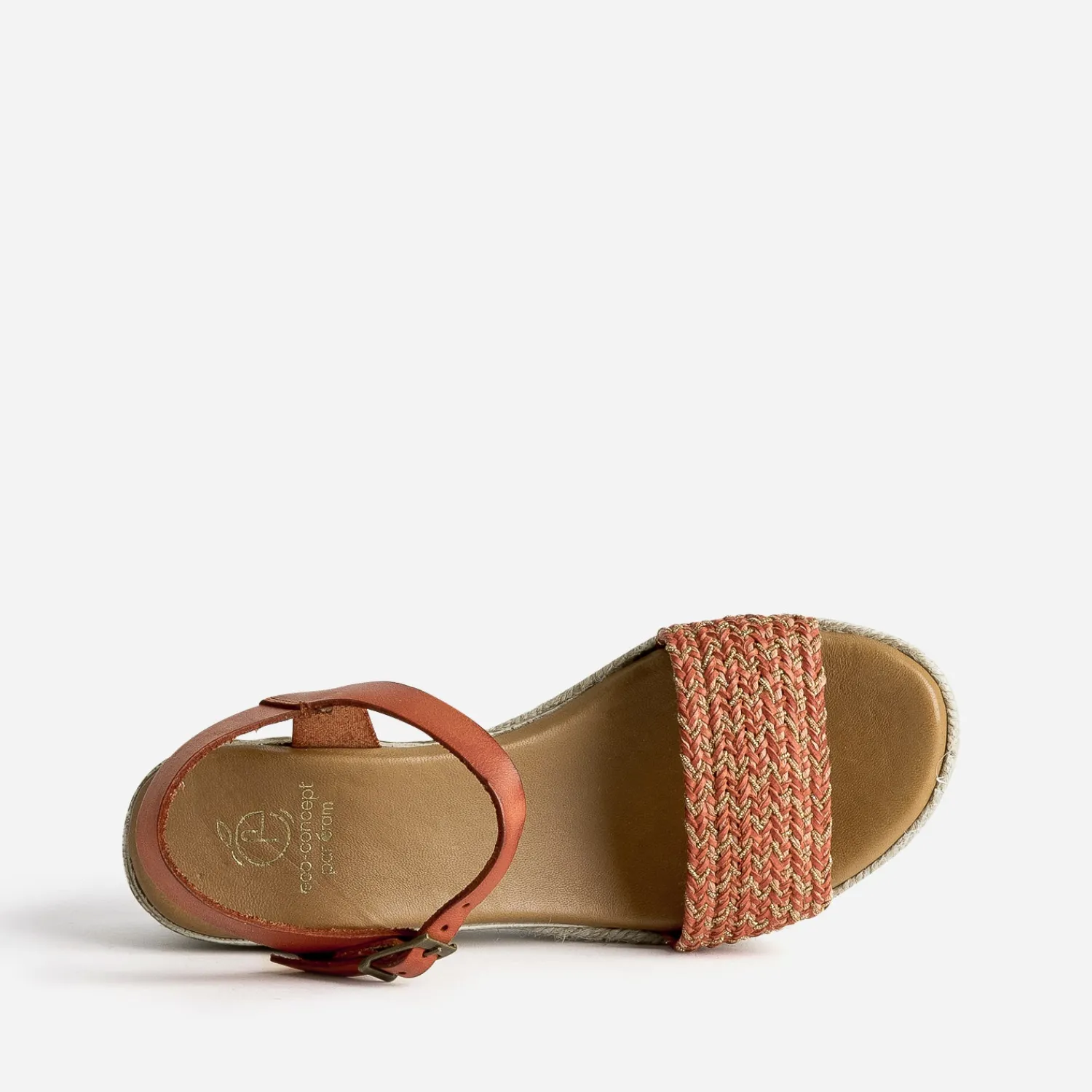 Eram Espadrilles|Sandales^Sandale éco-conçue en cuir avec bride tressée ORANGE
