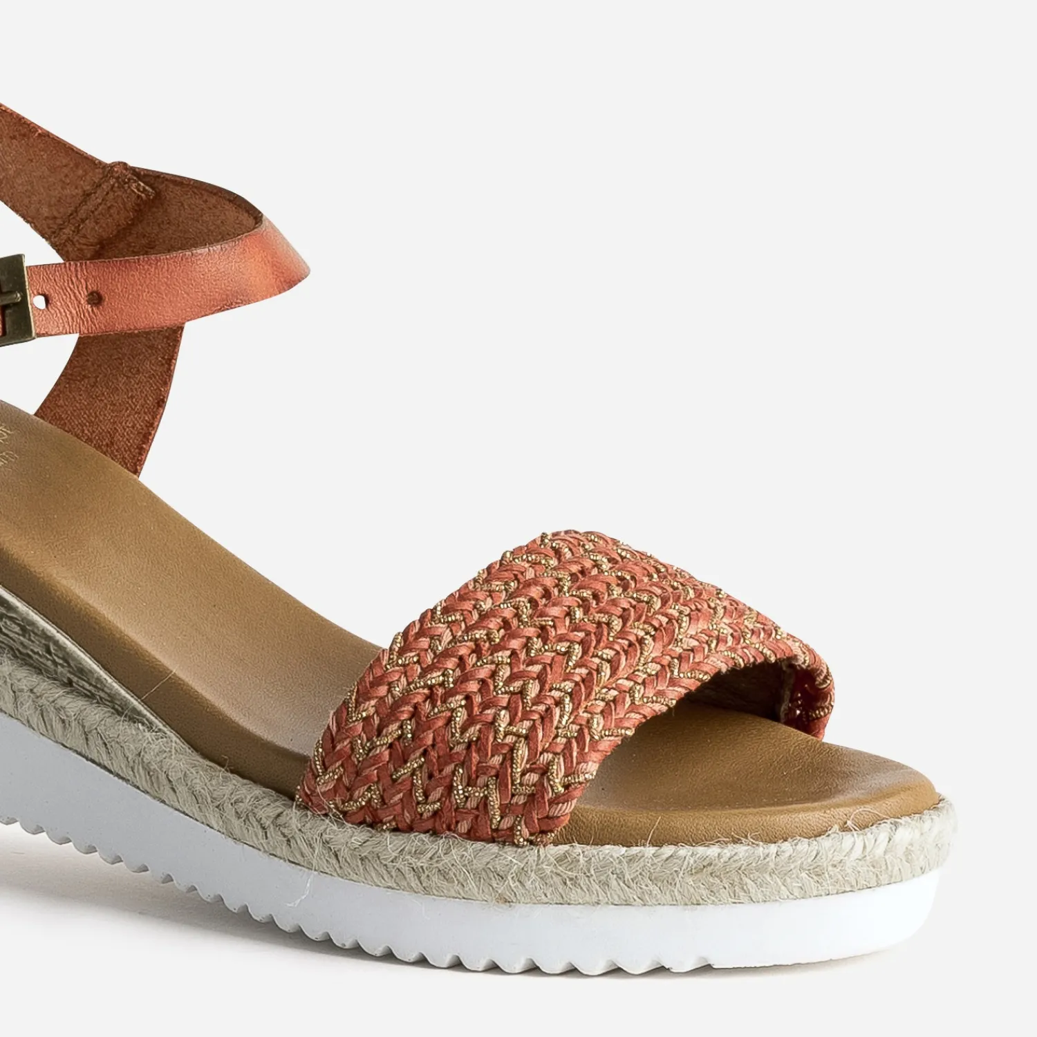 Eram Espadrilles|Sandales^Sandale éco-conçue en cuir avec bride tressée ORANGE