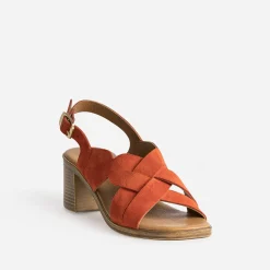 Eram Sandales^Sandale en cuir velours ORANGE
