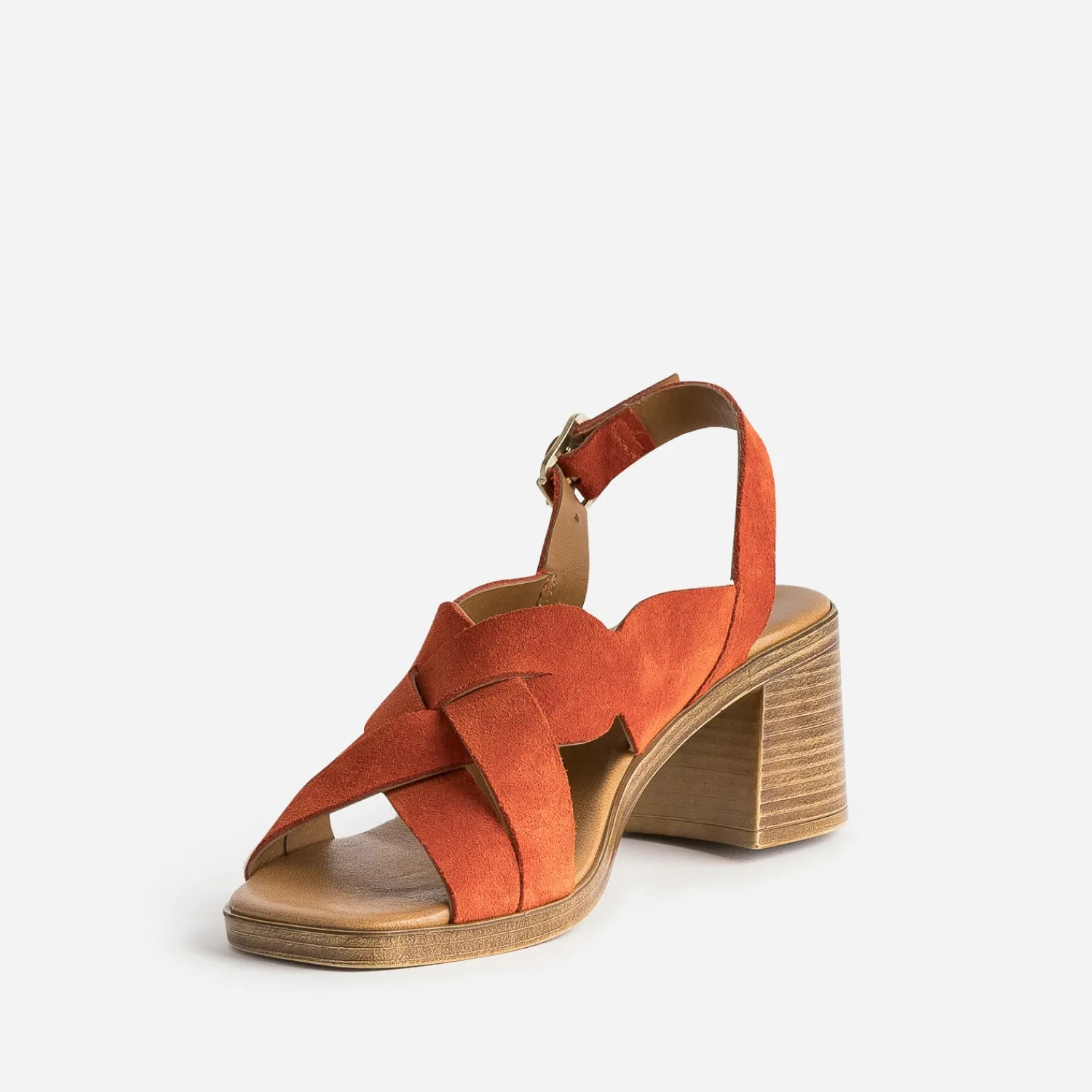 Eram Sandales^Sandale en cuir velours ORANGE