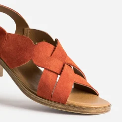 Eram Sandales^Sandale en cuir velours ORANGE
