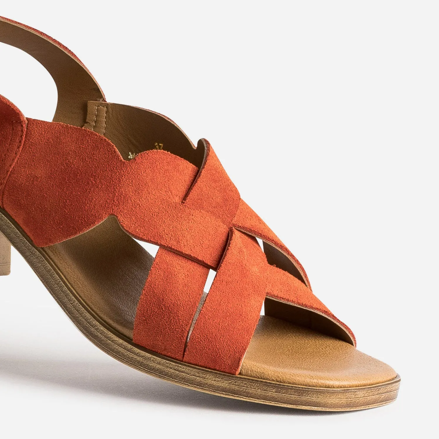 Eram Sandales^Sandale en cuir velours ORANGE