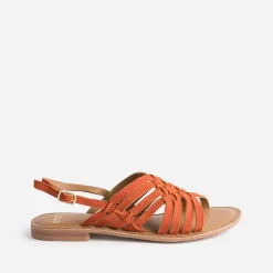 Eram Sandales^Sandale en cuir velours tressé ORANGE